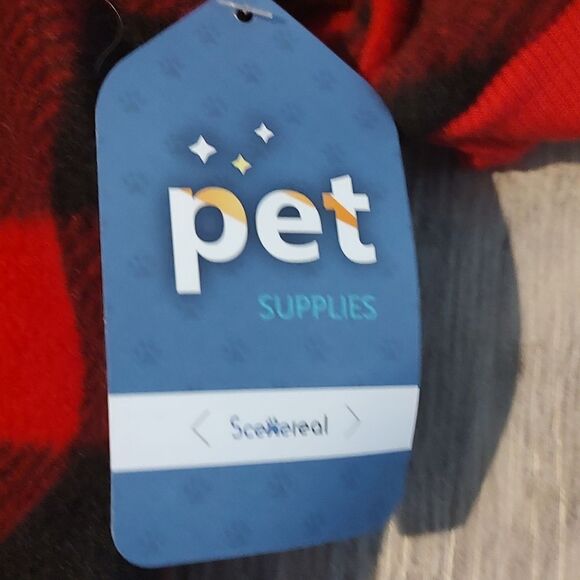 Dog Pet Pajamas for Dogs Red Plaid Sweaters Soft Clothes  Sz L - Picture 2 of 8